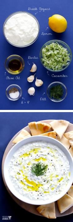 
                    
                        Learn how to make homemade tzatziki with this easy recipe! | gimmesomeoven.com
                    
                