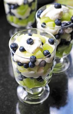 Perfect Summer Dessert. Honeydew Blueberry Lemon Cream Trifle Recipe.