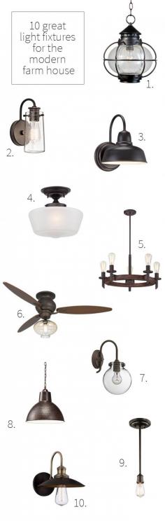 
                    
                        10 Great Farm House Light Fixtures | Just a few of the amazing light fixtures we've considered for the new house.
                    
                