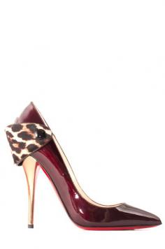 Christian Louboutin Huguetta dark red patent leather Pumps with Leopard Detail Fall 2013 RTW #Shoes #Heels  #fallintofashion14  #mccallpatterncompany