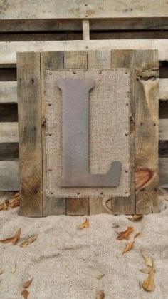 DIY Pallet Wall art with red burlap instead for kitchen