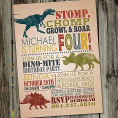 Dinosaur Dig Birthday Printable Birthday Party Invitation