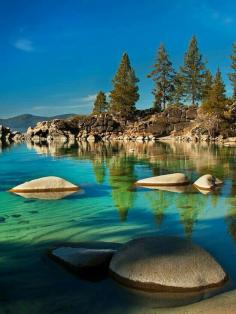 Lake Tahoe, Sierra Nevada, United States. Yes the water IS this clear.