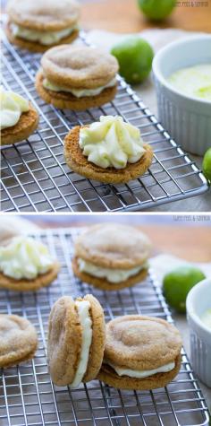 
                    
                        Key Lime Pie Sandwich Cookies: key lime cream cheese filling is sandwiched between two soft graham cracker sugar cookies | sweetpeasandsaffr...
                    
                