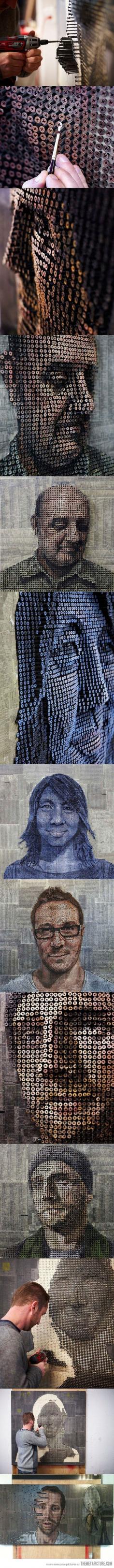 
                    
                        ♥ 3D portraits made from screws, by Andrew Myers. Hardware and art are a marriage made in heaven for me! Love the combo.
                    
                