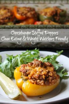 
                    
                        Cheeseburger Stuffed Pepper Recipe. Clean Eating and Weight Watchers Friendly
                    
                