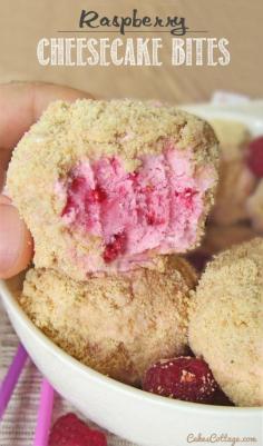 Easy Raspberry Cheesecake Bites... If you love all things cheesecake & raspberry, then you may have a new best friend. It is packed with cream cheese and raspberries with a hint of lemon zest and coated with graham crackers crumbs.