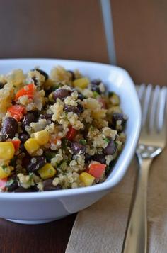 Quinoa and black bean salad.  This is an absolute staple in my recipe box!  quinoa recipes, quinoa recipes easy, easy quinoa recipes, quinoa salad recipes, red quinoa recipes, quinoa breakfast recipes, healthy quinoa recipes, best quinoa recipes, quinoa recipes for kids, quinoa chicken recipes