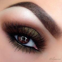 Olive smokey eye makeup for brown eyes