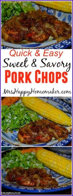 
                    
                        Quick & Easy Sweet & Savory Pork Chops - only a handful of ingredients!!
                    
                