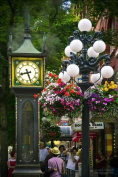 Gastown Steam Clock, Vancouver, Canada    (When I was in Madrid, they had ornate street lights like this that also had big, beautiful hanging flower baskets.)