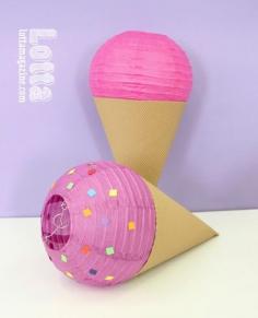 It takes a licking... These massive #DIY cones are crafted from paper lanterns!  #birthday #icecream
