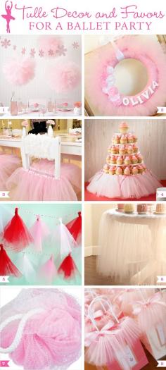 Tulle decor and favor ideas for a ballet themed party or baby shower #ballet #balletparty #ballerina