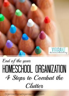 
                    
                        Has the clutter and chaos from a busy homeschool year left your homeschool area less than Pinterest-worthy? Here are 4 steps to end of the year homeschool organization. Vibrant Homeschooling
                    
                