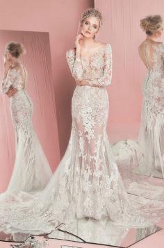 
                    
                        Sexy lace illusion wedding dress by Zuhair Murad, Spring 2016
                    
                