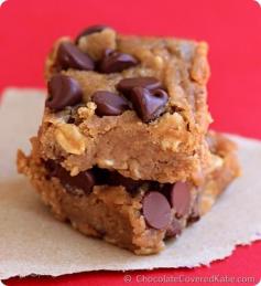 
                    
                        Completely flourless & NO oil chocolate chip blondies that melt in your mouth - less than 65 calories each! Recipe link: chocolatecoveredk...
                    
                