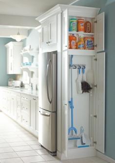 20. Add a cabinet to any dead space in your kitchen or laundry room for cleaning supplies. Good idea for beside the fridge