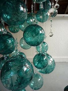 Green glass chandelier