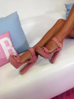 Pink chunky heels