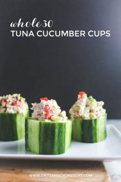 
                    
                        whole30 safe catch tuna cucumber cups. paleo, healthy, and a refreshing snack, to boot  - Grits & Chopsticks
                    
                