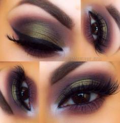 Purple and green eye makeup, a knockout combination!