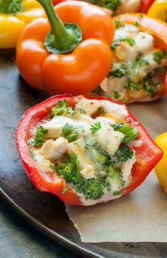 
                    
                        Cheesy Chicken and Broccoli Stuffed Peppers
                    
                