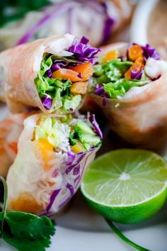 
                    
                        Brown Rice Shrimp Summer Rolls with Peanut Lime Dipping Sauce. A healthy, gluten-free dish!
                    
                