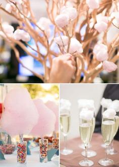 
                    
                        Nobody can resist the fluffy sweetness on a stick that is cotton candy. Plus, it looks super cute in pictures! Desserts, Wedding Dessert Table
                    
                