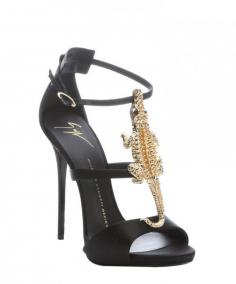 Giuseppe Zanotti black satin alligator detail stiletto sandals | BLUEFLY up to 70% off designer brands