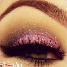 Pink glitter makeup