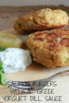 
                    
                        Healthy Salmon Burgers the perfect quick and easy lunch or dinner meal. Made with canned salmon and served with a delicious Greek Yogurt dill sauce/...
                    
                