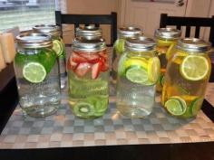 Infused waters. Put as much fruit in the water as you like and let it sit for at least 30 mins before drinking (1) green tea, mint, lime-fat burning, digestion, headaches, congestion, breath freshener (2) strawberry, kiwi-cardiovascular health, immune system protection, blood sugar regulation, digestion (3) cucumber, lime, lemon-water weight management, bloating, appetite control, hydration, digestion (4) lemon, lime, orange-digestion, vitamin C, immune defense, heartburn discard after 48 hours