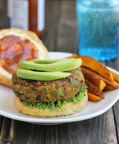 BBQ Black Bean, Kale & Sweet Potato Burgers