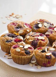 
                    
                        Berry Almond Muffins -- So fluffy, moist and delicious, you won't believe these muffins are healthy. They are gone in 1 day every time I bake them. #cleaneating
                    
                