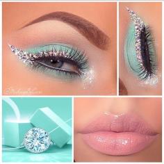 
                    
                        Gorgeous Tiffany & Co. inspired makeup look! The eyeshadow is the Tiffany blue we love, and the white winged eyeliner is even topped with little crystals!
                    
                