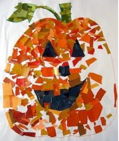 Cute pumpkin mosaic craft for fall or halloween