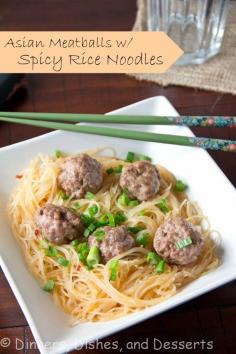Asian Turkey Meatballs with Spicy Rice Noodles {or spaghetti squash}