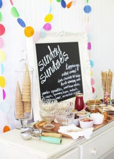 
                    
                        Ice cream is an all time classic dessert that nobody can resist. Guests will love the option of making their own ice cream sundae. Wedding Dessert Table Ideas
                    
                