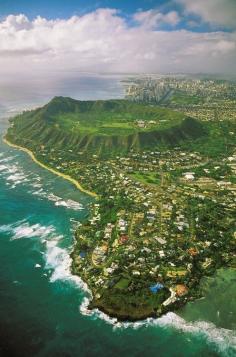 Coastline And Diamond Head #earth #planet #beautiful #places #travel #one #universe #place #nature #green #world