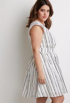 
                    
                        Striped Fit & Flare Dress | Forever 21 PLUS - 2000133469
                    
                