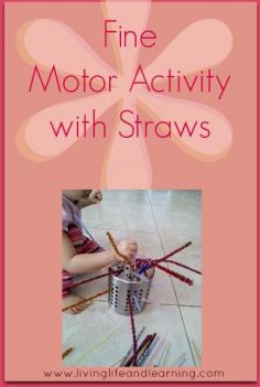 Fine Motor Activity with Straws #Homeschool