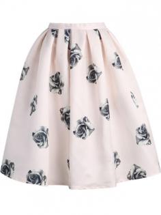 
                    
                        Black Rose Print Flare Skirt In Pink
                    
                