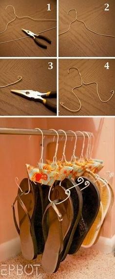 DIY Shoe Organizer. Great idea for my endless flip flop collection. :)