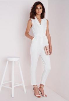 
                    
                        Sleeveless D-Ring Wrap Jumpsuit White - Jumpsuits - Missguided
                    
                