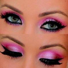 Pink eye makeup, similar to the makeup barbie has