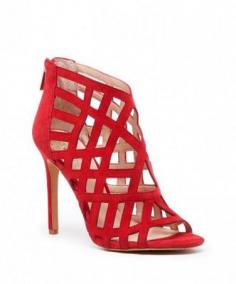 
                    
                        Red caged high heeled sandals
                    
                