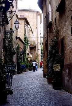 Orvieto, Italy - Down these streets are little cafés and stores.
