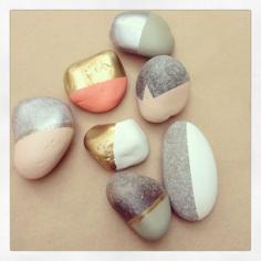 gold leaf stones: pretty painted paper weights