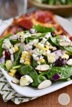 
                    
                        Summer Spinach Salad with Lemon Poppyseed Dressing is full of fresh summer fruits and vegetables! #glutenfree | iowagirleats.com
                    
                