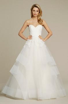 
                    
                        Simple beautiful strapless ball gown wedding dress by Jim Hjelm, Fall 2015
                    
                